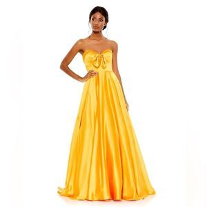 Mac Duggal BOW SWEETHEART‎ STRAPLESS A LINE GOWN belle dress size 6 Style #67995